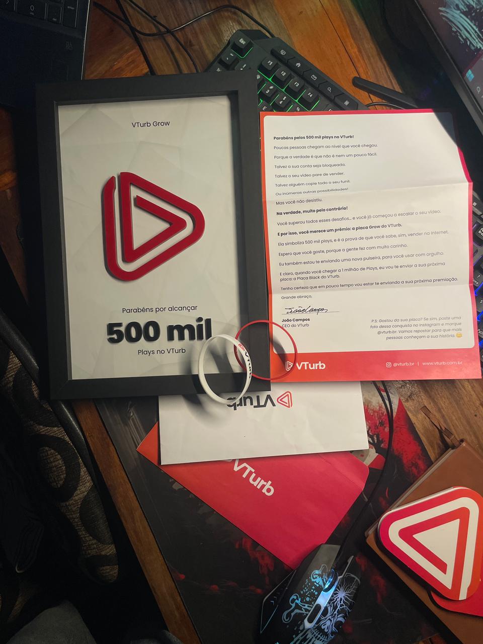Prémio VTurb 500 mil plays